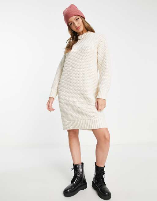 Monki knit sweater dress in off white