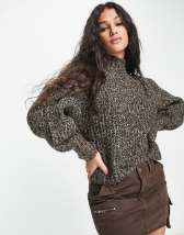 New Look deep hem turtle neck sweater in oatmeal