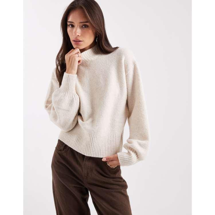Monki knit turtleneck sweater in beige | ASOS