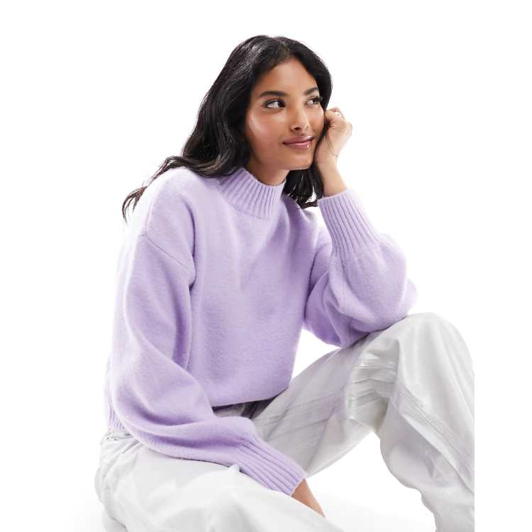 Lilac Marl, Dolly Yoke Crew Neck Sweater