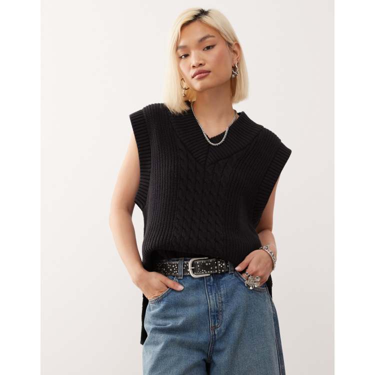AMERI☆ MOUTON LIKE KNIT VEST☆BLK 208781711-1-black?$n_750w$&wid