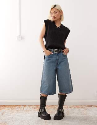 Monki Knit Varsity Tank Top In Black