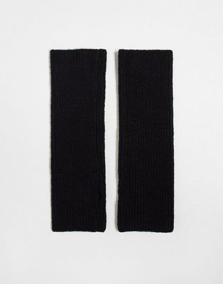 Monki knitted armwarmers in dark grey