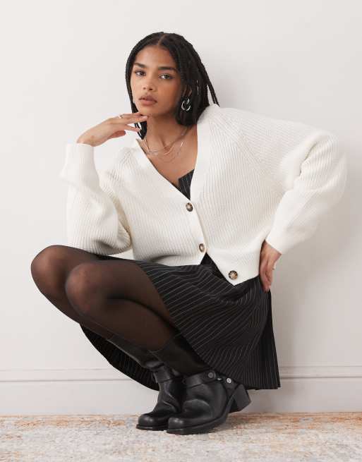 Monki knitted cardigan in ecru, 4 of 4