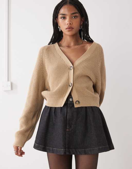 Monki knitted cardigan in oatmeal, 3 of 4