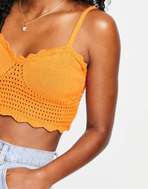 ASOS DESIGN knitted bralette in camel