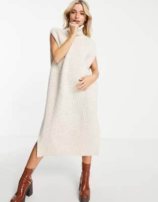 Monki knitted dress in off white