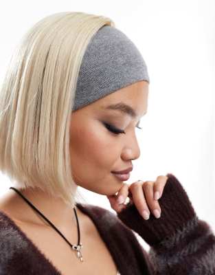 Monki knitted headband in grey