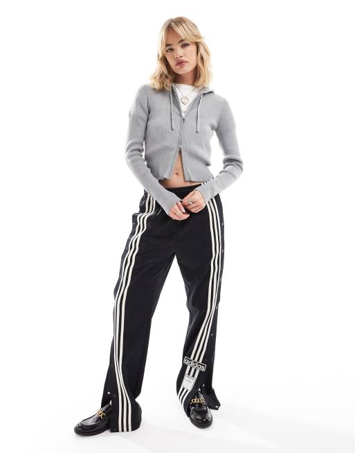 Monki knit zip-up cardigan hoodie in gray
