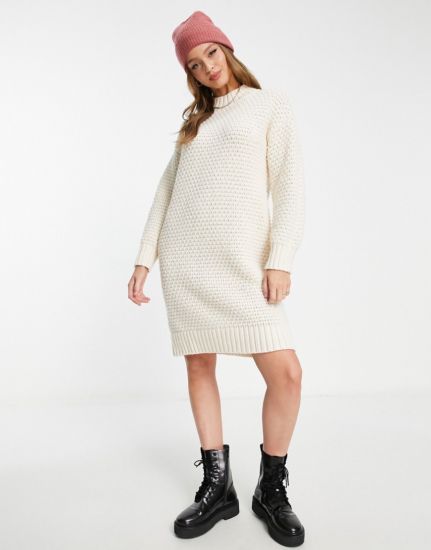 Monki knitted jumper dress in off white