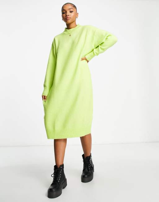 Lime green 2025 sweater dress