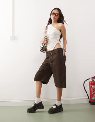 Monki Knitted One Shoulder Asymmetric Top