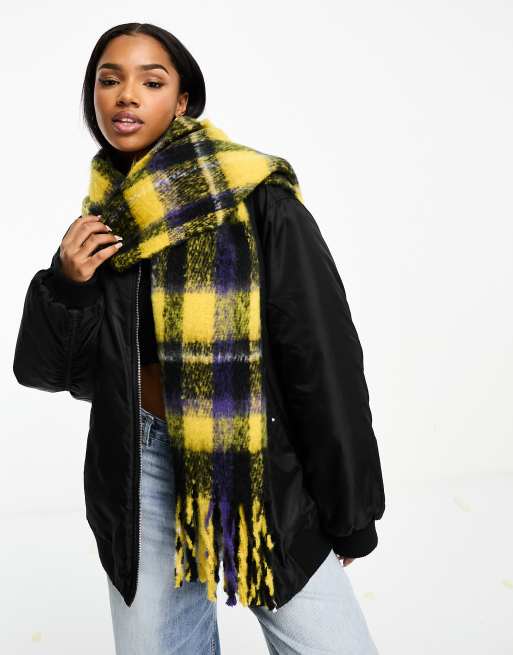 Mustard yellow deals plaid scarf