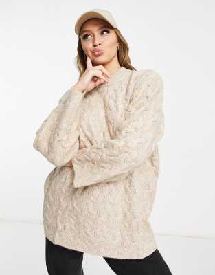 Monki knitted sweater in beige-Neutral