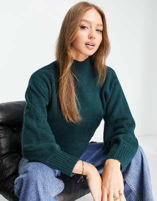 Structured knit sweater - Green - Monki