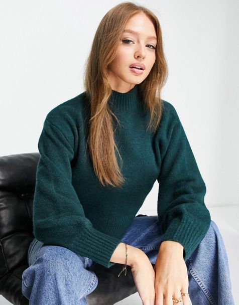 Monki ribbed knitted sweater in rust