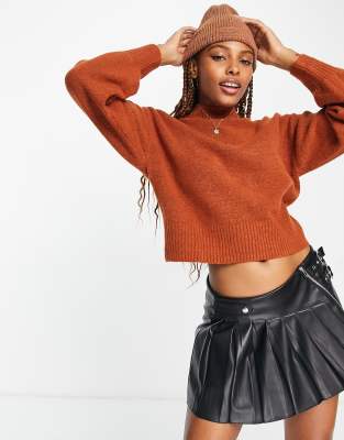 Monki knitted sweater in rust