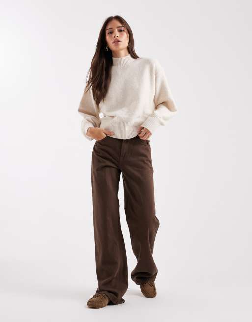 Monki knitted turtleneck jumper in beige, 2 of 4