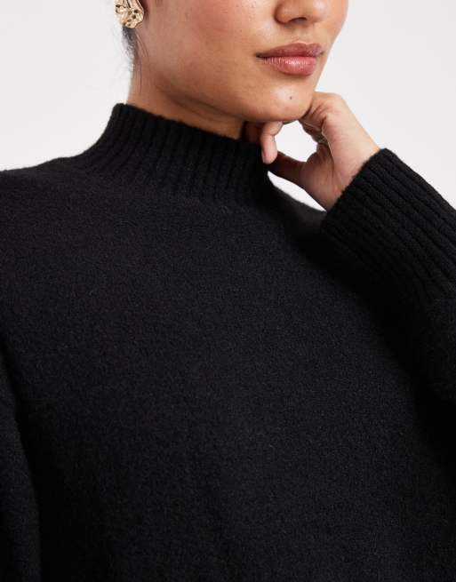 Monki knitted turtleneck jumper in black, 4 of 4