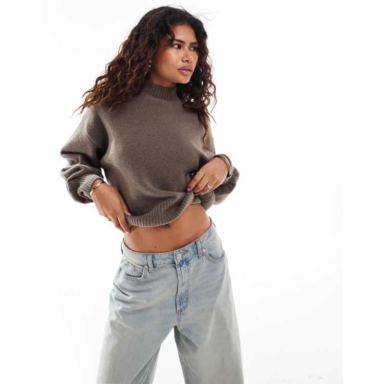 Monki knitted turtleneck jumper in mole | ASOS