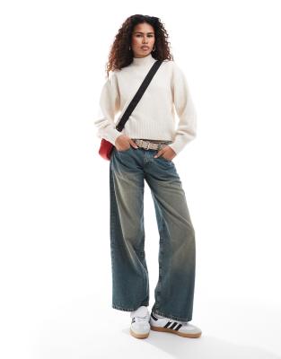 knitted turtleneck sweater in beige melange-Neutral