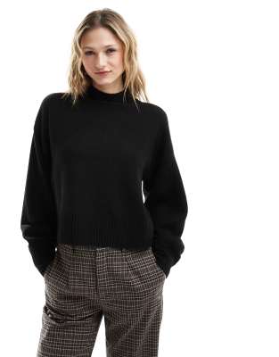 Monki Knitted Turtleneck Sweater In Black