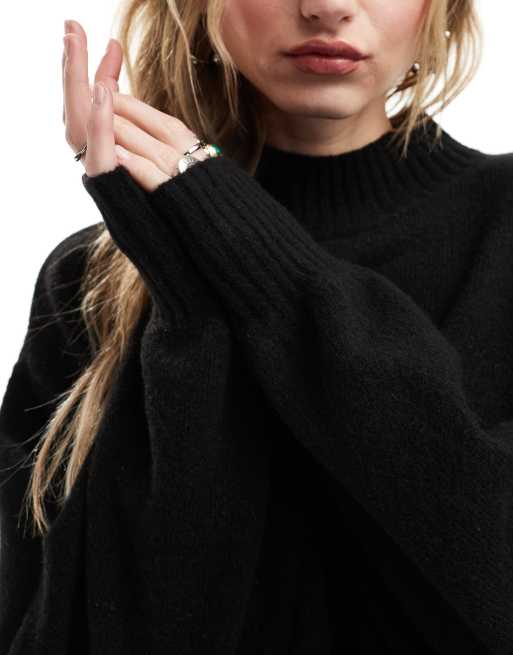 Black knit turtleneck sweater sale