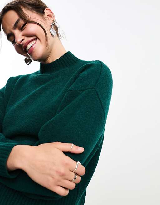 Monki knitted turtleneck sweater in dark green | ASOS Monki knitted turtleneck sweater in dark green | ASOS