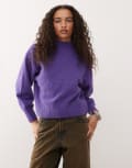 [Monki] Monki knitted turtleneck sweater in dark purple XS Dark purple