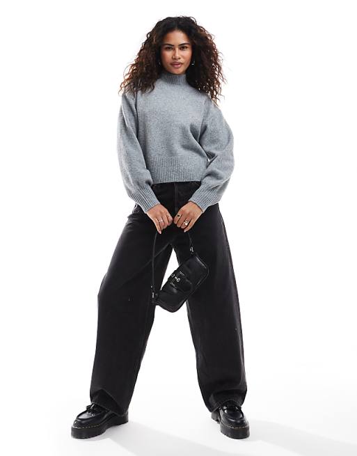 Monki knitted turtleneck sweater in gray melange | ASOS Monki knitted turtleneck sweater in gray melange | ASOS