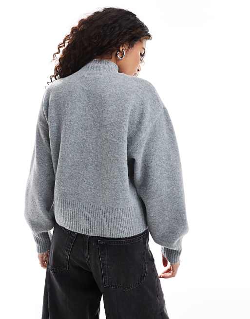 Monki knitted turtleneck sweater in gray melange | ASOS Monki knitted turtleneck sweater in gray melange | ASOS