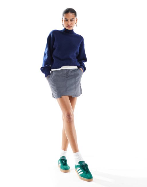 Monki knitted turtleneck sweater in indigo blue