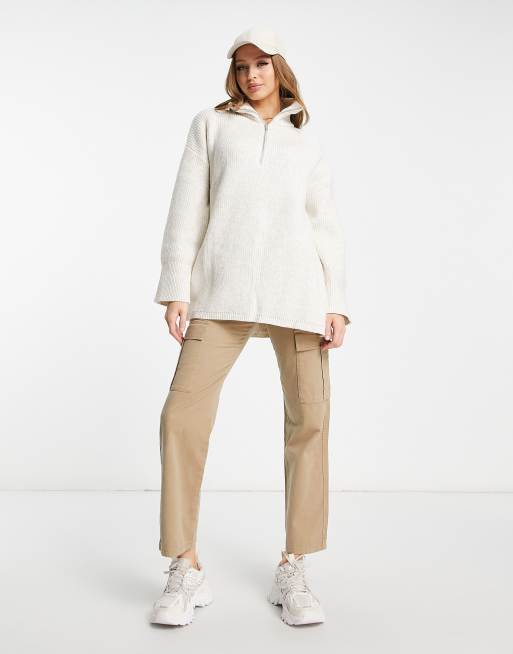 monki knitted zip front sweater