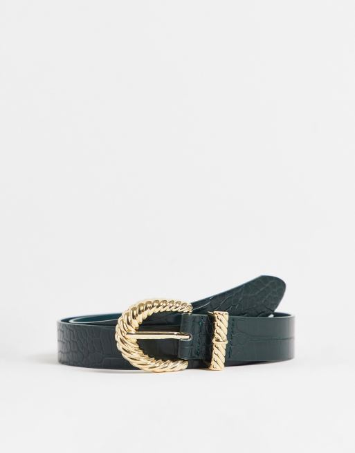 Monki - Krokodillenriem in groenblauw - DGREEN