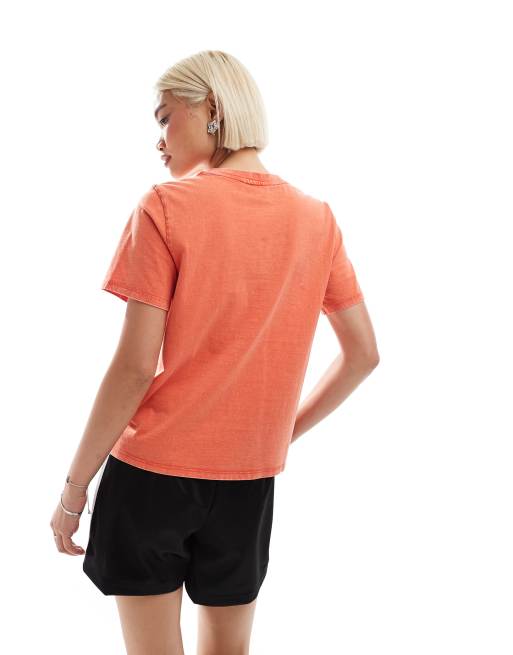 Monki – Kurzärmliges T-Shirt in verwaschenem Rot, 4 von 4