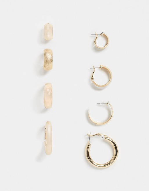 Monki Kylie multi pack hoop earrings in gold