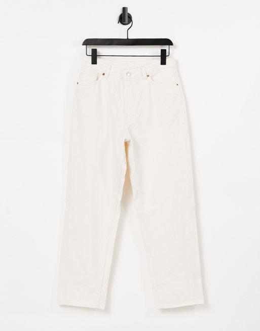 Monki Kyo cotton barrel leg jeans in off white - CREAM