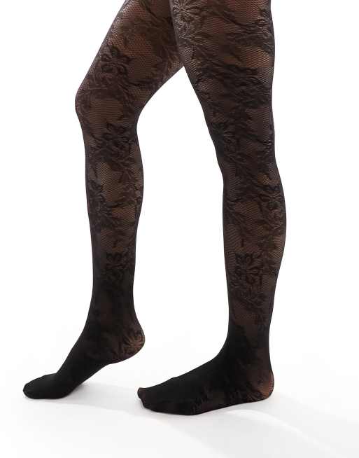 Monki lace tights in black, 3 of 4