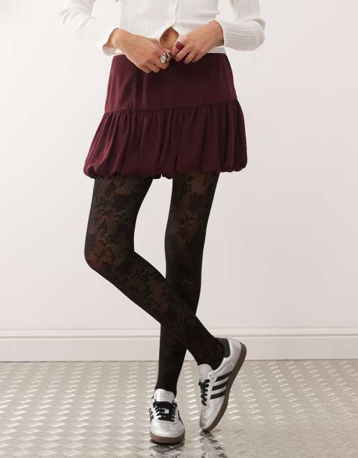 Monki lace tights in black