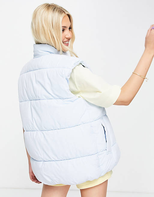 Coats & Jackets Monki Lacy recycled polyester padded sleeveless jacket in blue 