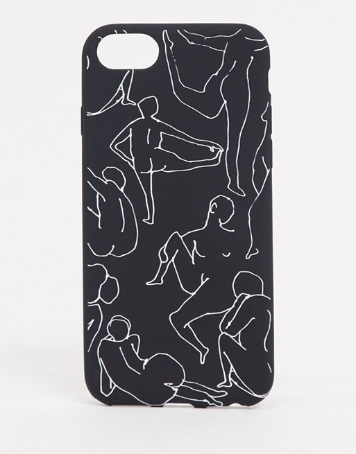 Monki lady print iphone 6/7/8 Plus case in black