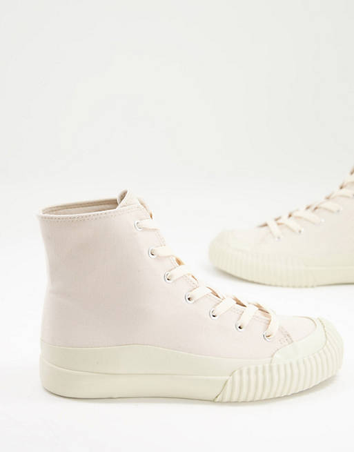 Monki Lance cotton canvas trainers in off white