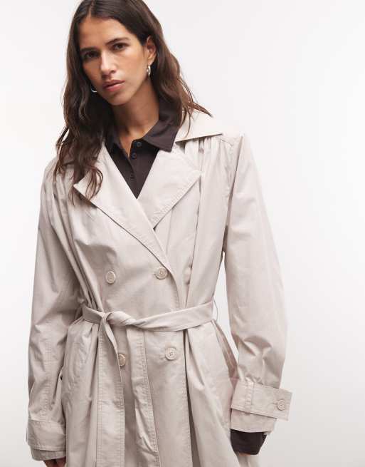 Monki lång trenchcoat i beige, 2 av 4