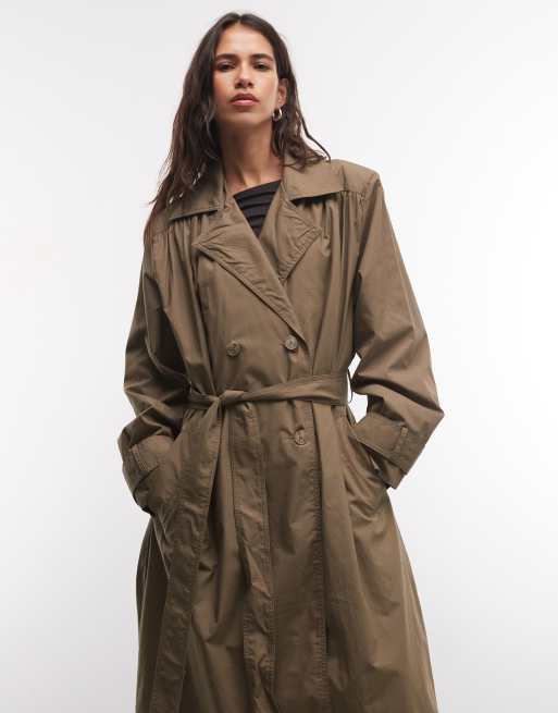 Monki lång trenchcoat i brun, 3 av 4