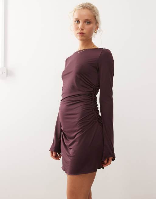 Monki – Langärmliges Minikleid in Burgunderrot, 3 von 4