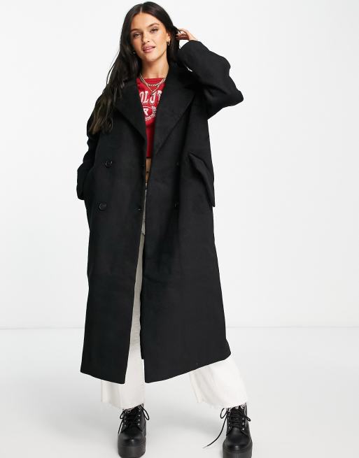 Monki – Langer Oversize-Mantel in Schwarz | ASOS 