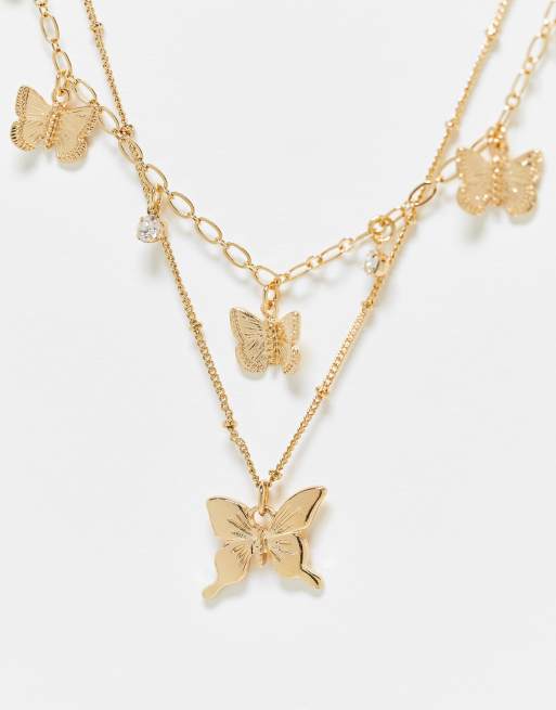 Layered butterfly clearance necklace