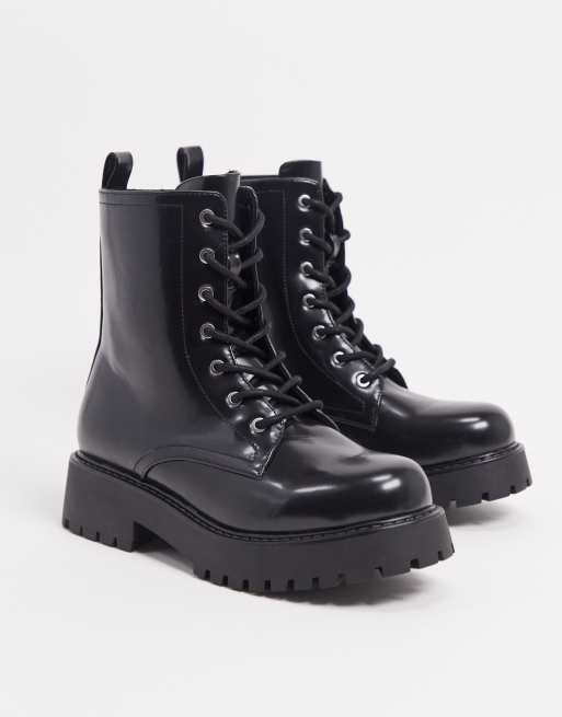 monki lace up boots in black