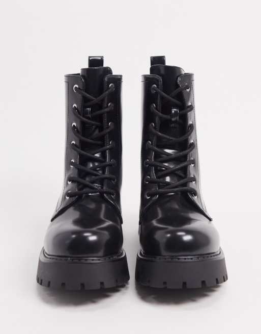 monki lace up boots in black