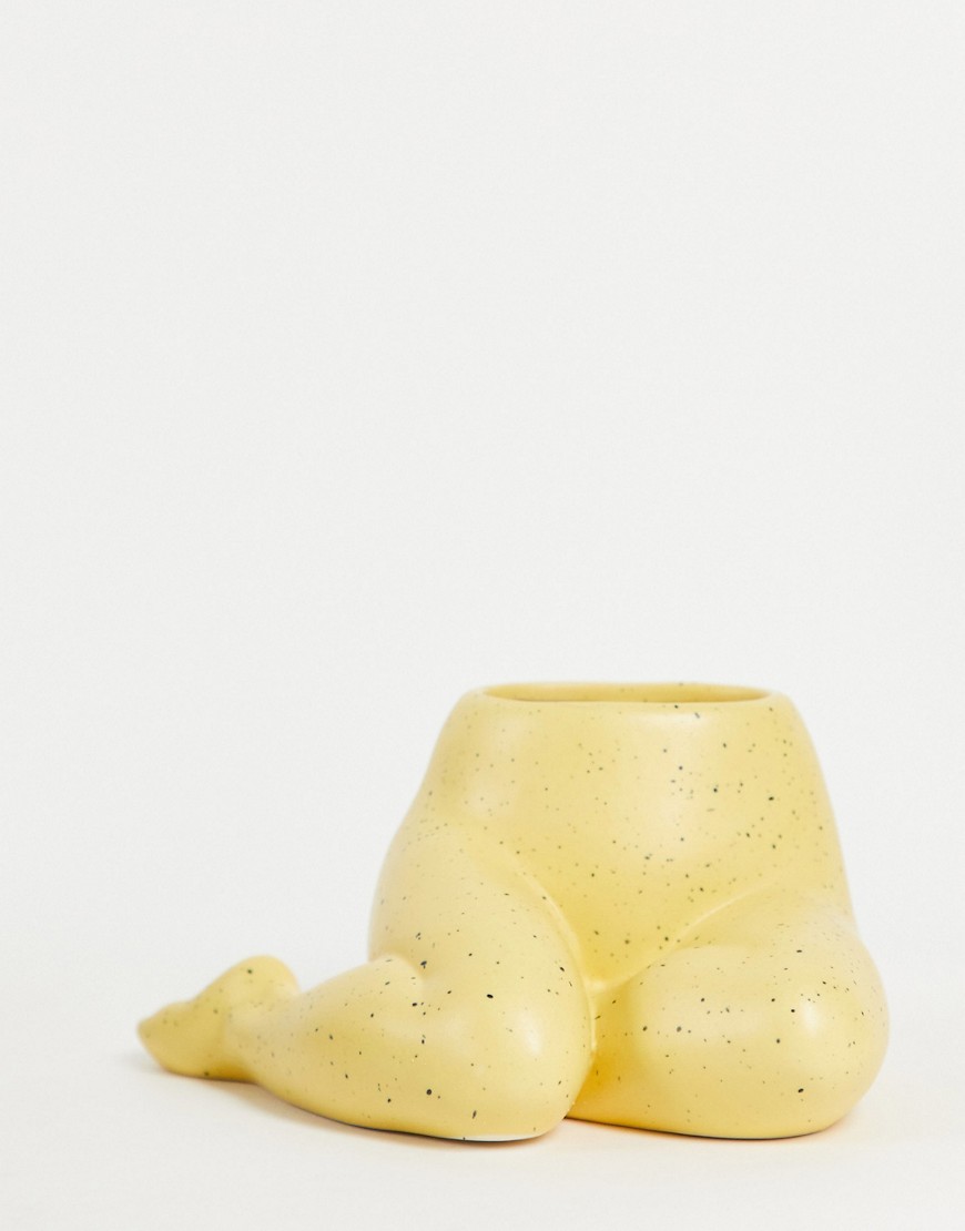 Monki leg vase in speckled yellow